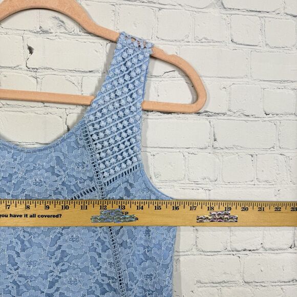 Y2K Crochet Crop Top Women SIze 8 Blue Rertro Coquette Feminine Cottage Fairy - Picture 5 of 9